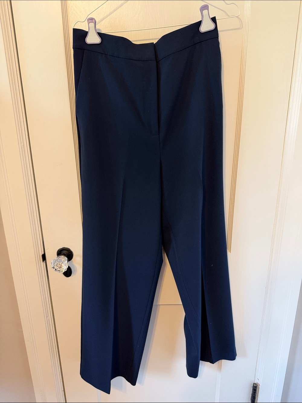 Halogen High Waist Navy Wide-Leg Trousers